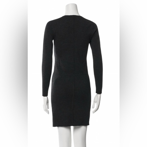 Theory Charcoal Wool Blend Sweater Dress Women’s S Long Sleeve V-Neck Bodycon - Picture 3 of 8